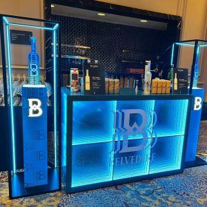 Belvedere Bar with Bottle Podiums Belvedere Bar with Bottle Podiums